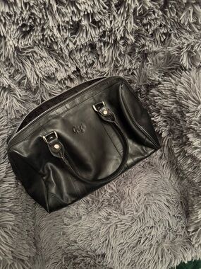 Black Leather Satchel Bag - gigi